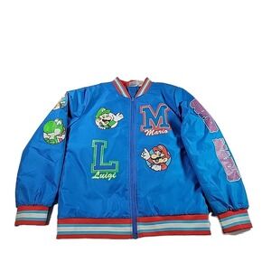 Nintendo Super Mario Bomber Jacket Quilted Mario‎ and Luigi Jcket Size 14-16